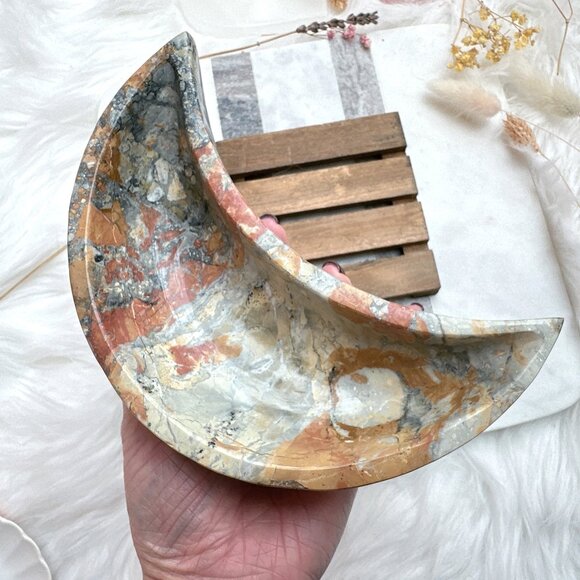 Gorgeous Maligano Jasper Crescent Moon Bowl - Picture 8 of 8